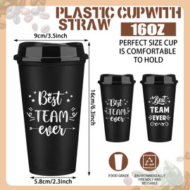 Sliner 24 Pcs Best Team Ever Thank You Gifts Employee Appreciation 16 oz Reusable Coffee Cups with Lids Employee Motivation Gifts for Teacher Nurses Staff Coworkers