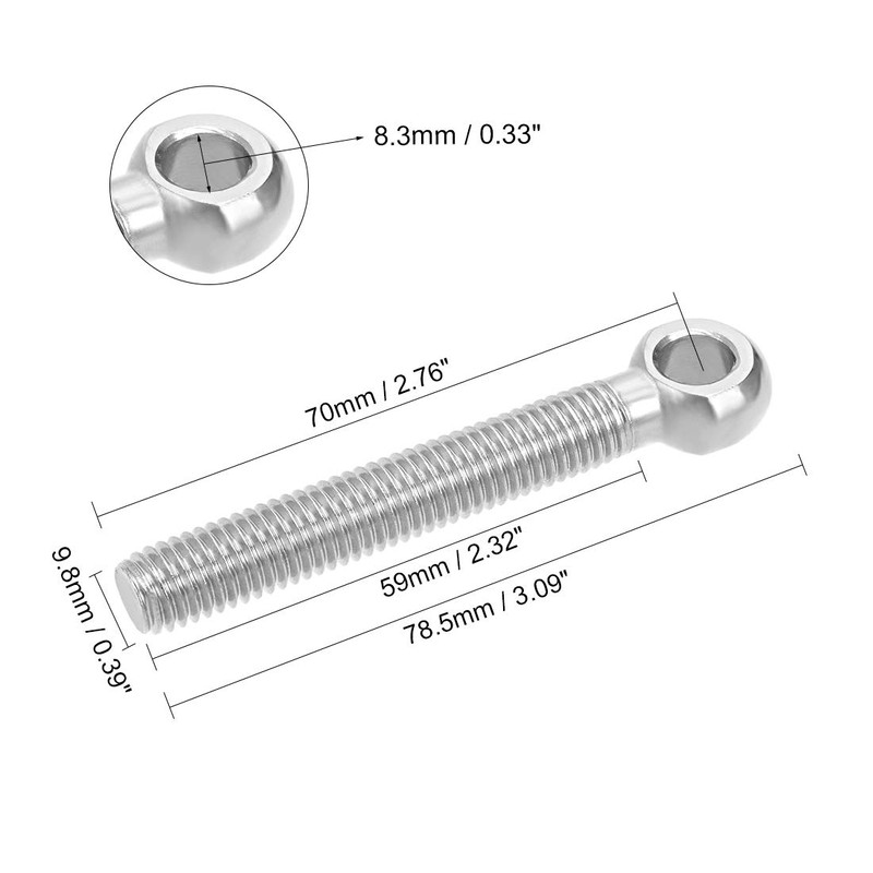 sourcing map M10 x 70mm 304 Stainless Steel Machine Shoulder