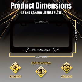 Jesus Cross License Plate Frame Funny Christian License Plate Holder Stainless Steel Religion Car Accessory Faith License Plate Decoration for Men Women Size 12.2" x 6.2" with Screws