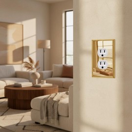 Rio Salto BRASS High Polished Gold Duplex Outlet Cover – Signature Collection Premium Outlet Covers Light Switch Cover Wall Plates Shiny Gold Single Gang Standard Size 2.75" X 4.50"