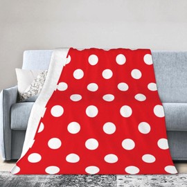 Red White Polka Dot Blanket Soft Lightweight Throw Blankets Cozy Flannel Bed Throws for Sofa Couch Travel Home Room Bedroom Decor Gifts for Women Men Kids 50"x40"