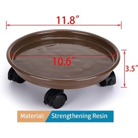 Yiting Plant Caddy with Wheels Heavy-Duty Rolling Plant Stand with Wheels Plant Dolly with Casters for Indoor and Outdoor Plant Roller Base Plant Saucer Mover -12” (12 inch, Brown)