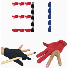 31 pcs Billiard Gloves 3 Open Fingers Billiards Glove Pool Cue Gloves Spandex Lycra for Left Hand or Right Hand, Men Women