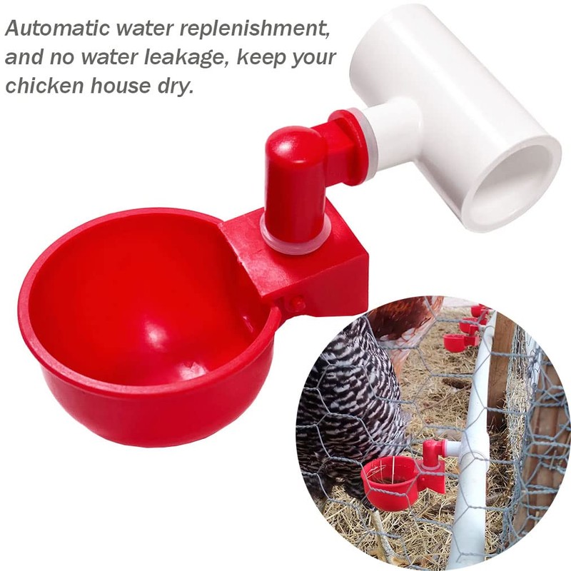 letsFix Chicken Water Cups for PVC with Tee (8 Pack),