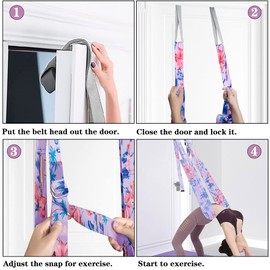 Kvittra Yoga Strap/Yoga Stretching Bands, Leg Stretcher Strap for Women, Backbend asist Training Belt for beginner, Flexibility Trainer Stretching Equipment with Door Anchor for Gymnastics Dance Yoga