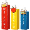 Yuntau 3 Pcs Welcome Back to School Wooden Block Sign