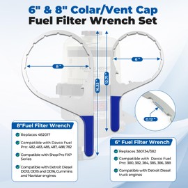 6 & 8 in Collar Vent Cap Fuel Filter Wrench for Davco Fuel Pro, Anti-slip
