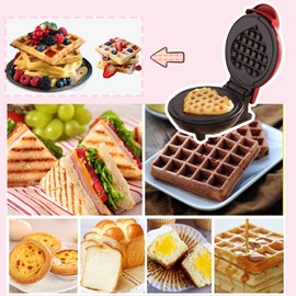 Mini Waffle Maker Machine, Waffle Machine, Heart-Shaped Waffle Maker Machine for Breakfast, Dessert, Sandwich