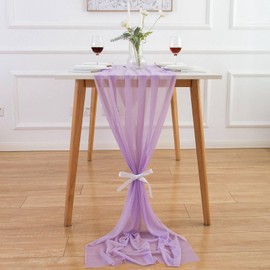 AOKSUNOVA Chiffon Table Runner Purple Table Runner Wedding Cheese Cloth Table Runner 70 x 300 cm