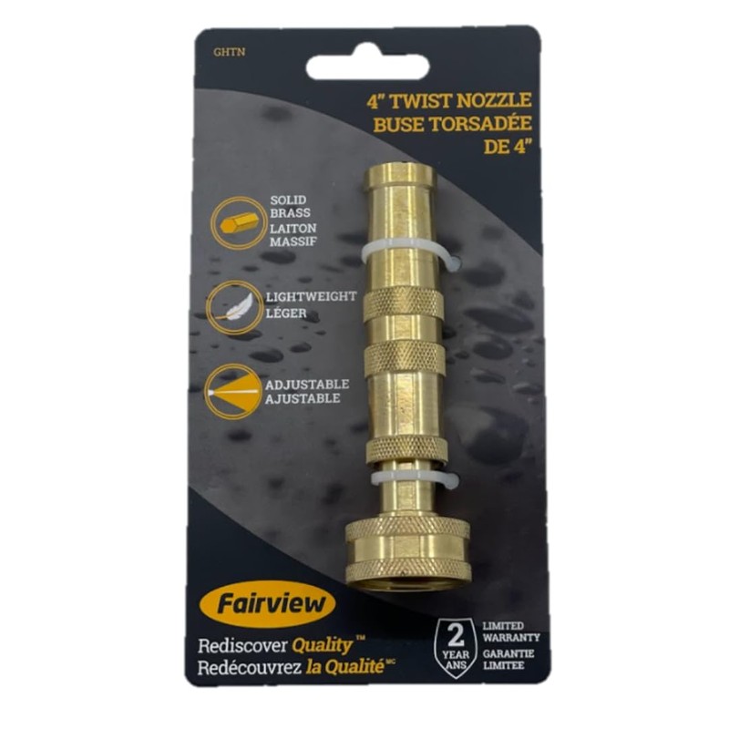 Heavy Duty, Solid Brass, 4" Adjustable Twist Water Nozzle