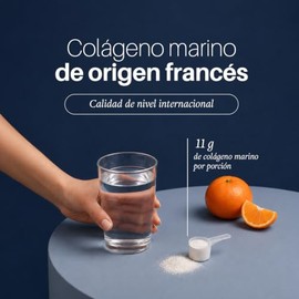 Colágeno Marino Hidrolizado con Vitamina C, Aminoácidos, Ácido Hialurónico y Biotina, Sabor Mandarina, 333 g | 30 porciones