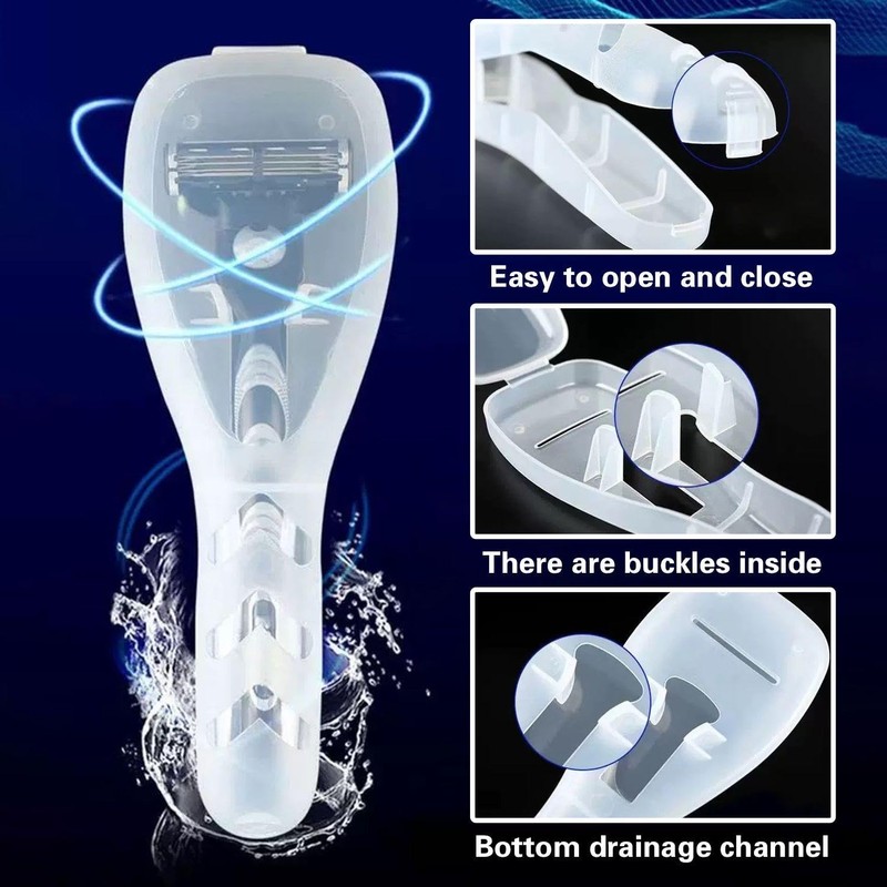 Pack of 2 Transparent Waterproof Shaving Case and 2 Brushes,