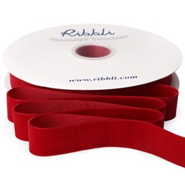 Ribbli Dark Red Velvet Ribbon 1 Inches Continuous 25 Yard Spool Dark Red Christmas Ribbon for Gift Wrapping Crafts Home Decor