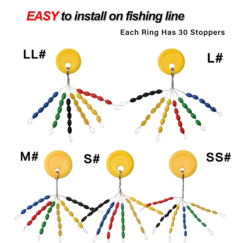360pcs Rubber Fishing Bobber Stopper 12 Set 30-in-6 Float Stops