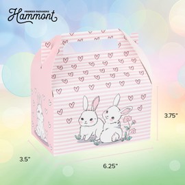 Hammont Party Favor Treat Boxes – 10 Pack - Easy Assemble Easter Bunny Themed Gable Boxes, Cookie Box for Gift Giving, Baby Shower Party Favors, Birthday and Holiday Party Décor - 6.25x3.75x3.5 Inches