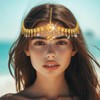 Woeoe Tassel Gold Head Chain Jewelry Boho Rhinestone Headpiece Festival