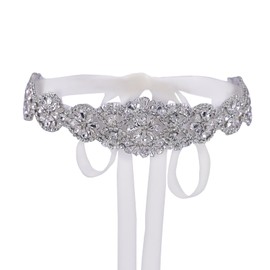 Topqueen Glitter Crystal Rhinestone Belt, Satin Sash, Bridal Belt for Wedding Party, Bridesmaid Dresses -