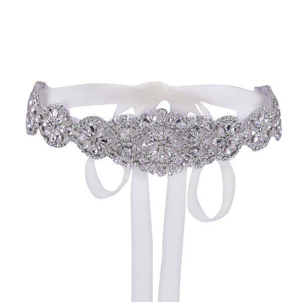 Topqueen Glitter Crystal Rhinestone Belt, Satin Sash, Bridal Belt for