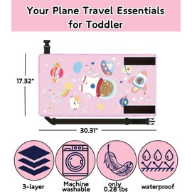 Toddler Airplane Bed, Kids Airplane Seat Extender Travel Bed, Kids Airplane Travel Essentials, Airplane Must Have for Toddlers, Portable Plane Bed Foot Rest for Flights (Starry Sky Powder)