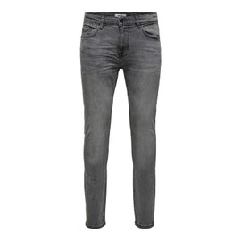 ONLY & SONS ONSWARP Male Skinny Jeans Low Waist Skinny Fit Jeans, Grey denim
