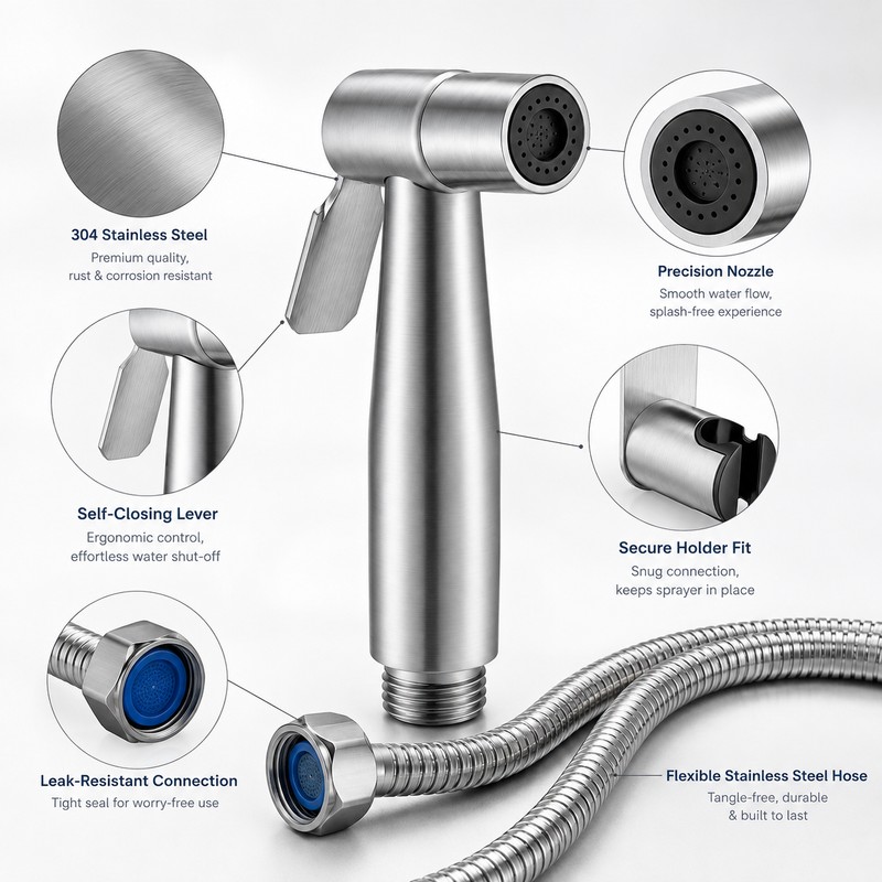 Handheld Bidet Sprayer for Toilet – 304 Stainless Steel Hygiene