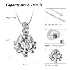 Lotus Flower Urn Necklace for Ashes for Women Stainless Steel Keepsake for Ashes for Human Pet Cremation Jewelry