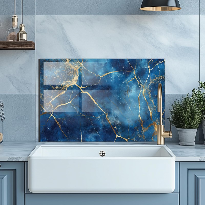 Evgosm Tempered Glass Backsplash for Kitchen， Stove Splashback, Ceramic Tile