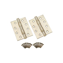 Infinity Decor 4 Inch (100mm) Electro Brass CE13 Fire Rated Ball Bearing Butt Hinges Pair – Stainless Steel Door Hinges for Internal and External Doors