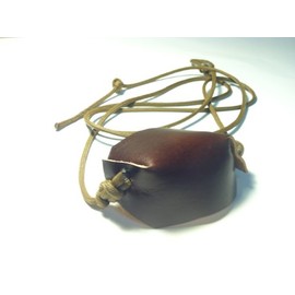 Coyote Brown Paracord and Leather Cupped Pouch Shepherd Sling Handmade by David The Shepherd