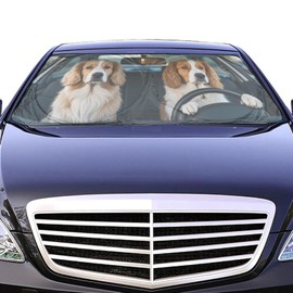 TXWWXT Car Sun Shade for English Cocker Spaniel,Universal Fit Windshield Sunshade for Cars, SUVs, UV Protection & Heat Resistant Foldable Automotive Sun Shield,Cute Cartoon Funny 59"x27.5"