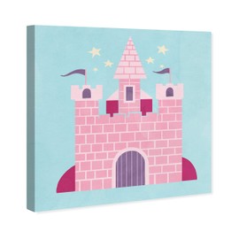 Wynwood Studio Fantasy and Sci-Fi Wall Art Canvas Prints 'Petite Castle' Home Décor, 20" x 20", Pink, Blue