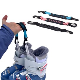 PikaBella Ski Strap, Ski Band, 2-Way Portability, Ski Carry Belt, Free Boot Case, Handbag, Backpack, For Ski Boots, Snowboard Boots, Compact Storage (Red, 1 Piece), blue