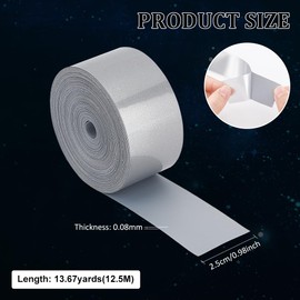 BENECREAT 12.5m x 25mm Silver Reflective Tape Iron On Fabric, Heat Transfer Reflective Film for Warning Safety Trim Decor on Vest Shirt Jacket Bag Pants Shoes Costume