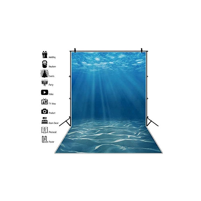 Laeacco 4x5ft Vinyl Photography Background Deep Underwater Crystal Blue Under