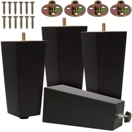 CODIN (5 Sizes: 3"-4"-5"-6"-8" Set of 4 Wood Furniture Legs - Square Sofa Legs, Couch Leg - Brown Mid-Century Modern Replacement Legs for Armchair Recliner Coffee Table Dresser (4, 6")