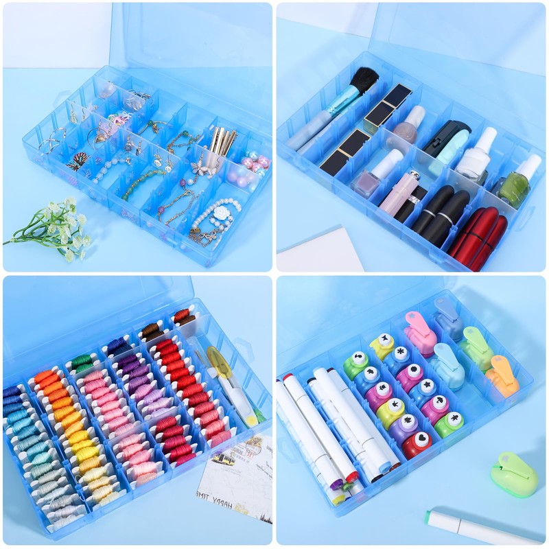 Cosics Nail Organizer Storage Box 36 Grids, 2 Pack Rhinestone