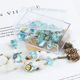 20pcs Decorative Push Pins, Thumb Tacks for Bulletin Board Decor, Cute Push Pins for Corkboard, Photo Wall, Feature Wall,Map, Bulletin Board, Office or Home (Dazzling Blue Star)