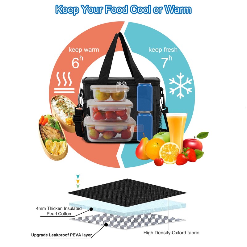 Femuar Reusable Lunch Box for Men/Women - Insulated Lunch Bag