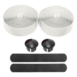 BULLSPANN 1 Pair Bicycle Handlebar Tapes, Non-Slip and Shock Absorbing Handlebar Tape, Faux Leather and EVA for Road Bike, Ventilation Grip Tape for MTB, 216 x 3 cm, Thickness 3 mm, White