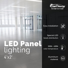 THE LIGHT MASTER 2x4 Ft Led Light Flat Panel, Adjustable Power 40/50/60W,Color Temp 3K/4K/5K/6K,Dimmable,Recessed Drop Ceiling Light,8650 Lumen,120-277V, UL/DLC - 2 PK