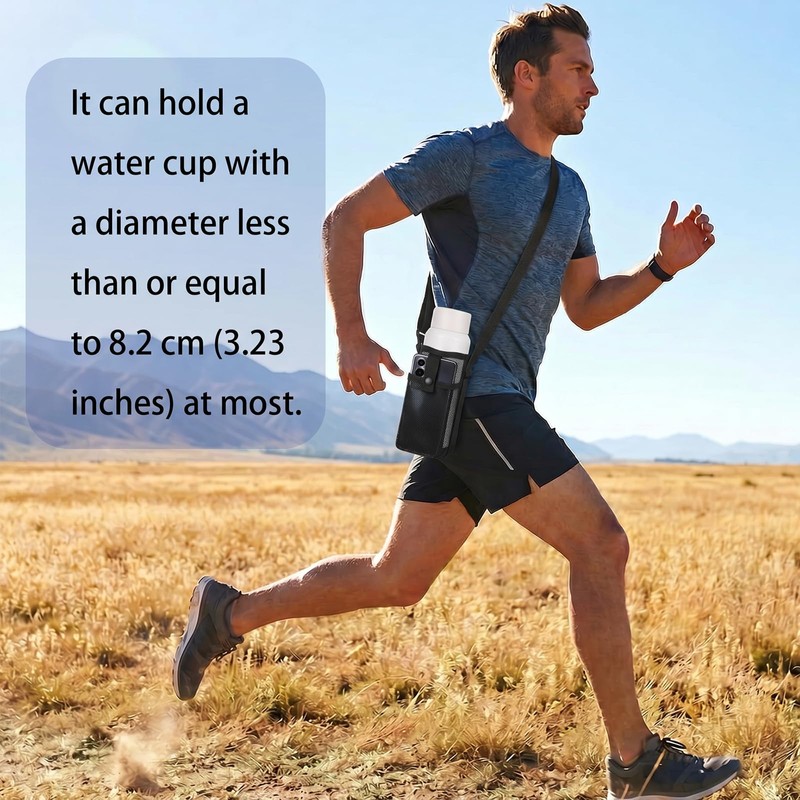 3 PCS Mesh Water Bottle Holder with Strap and Pocket,