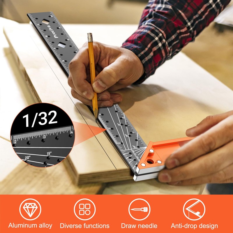 12” Woodworking Square Ruler - Preciva Right Angle Ruler Carpenter