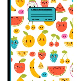 Fruity Fun Composition Notebook: 110 Page Lined Journal for School, Notes & Writing | 7.5 x 9.5 Inch Cute Fruit-Themed Cover