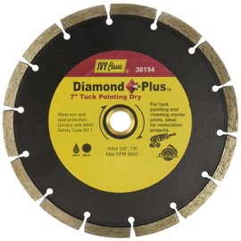 IVY Classic 38194 Diamond Plus 7-Inch Dry and Wet Tuck Pointing Segmented Rim Diamond Blade with 7/8-5/8-Inch Arbor, 1/Card
