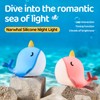 faralite Cute Whale Night Light, Soft Narwhal Silicone LED Night