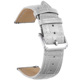 Binlun Genuine Leather Watch Strap, Quick Release, Replacement Strap for Men’s/ Women’s Watches, 12 Colors, (10mm, 12mm, 14mm, 15mm, 16mm, 17mm, 18mm, 19mm, 20mm, 21mm, 22mm, 23mm), grays