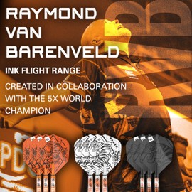 TARGET Darts Raymond Van Barneveld Ink Design No.6 Dart Flights & Short (34mm) Shafts Stems - 9 Flights and 9 Shafts in Total