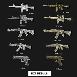 KACHIMOO 3D Metal Gun Nail Charms,10 PCS Luxury Diamond Gun Charms for Nails Alloy Gun Charms Nail Rhinestones for Nail Art Decorations Nail Accessories, Mixed Style