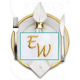 Pack of 6 cloth napkins with monograms high quality embroidery; napkin colour white, size 50 x 50 cm, embroidery colour selectable.