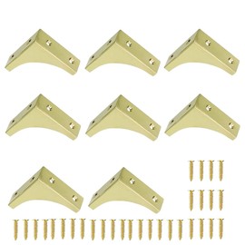 Polished Brass Corner Bracket 50mm (2inch) Heavy Duty Chest Corner Guard Protector with Fixing Screws Edge Guards for Furniture Box Table & Multiuse Pack of 8